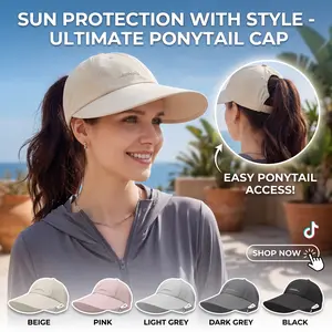 Women's Wide Brim Sun Hat with Ponytail Opening Extra Coverage UV Shade Cap Lightweight Breathable Outdoor Hat for Travel Beach Hiking Daily Wear adjustable unisex fit summer leisure