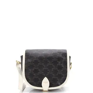 Pre-owned Celine material Messenger Bags Folco Bag Triomphe Coated Canvas Medium by Rebag