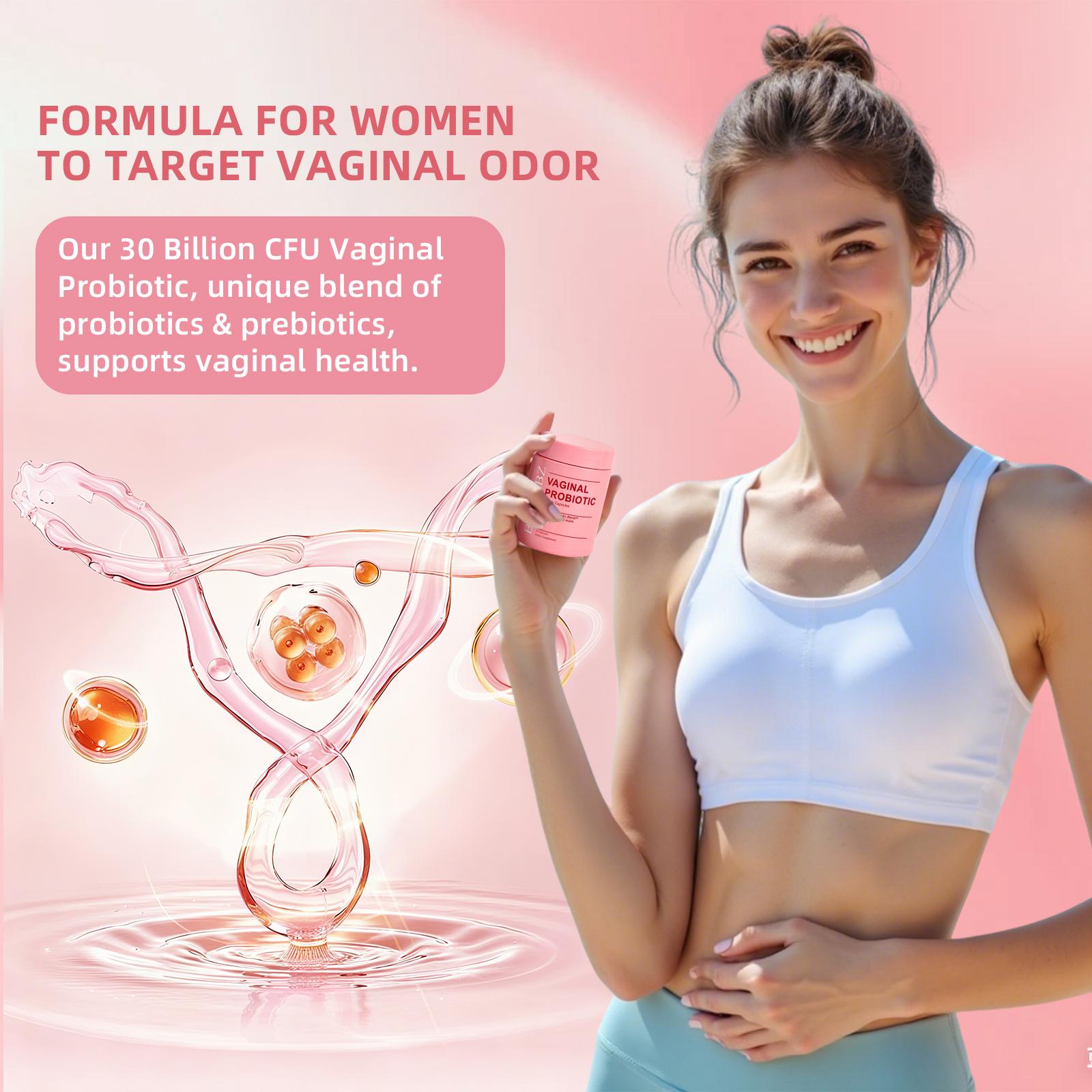 BJBKKBZ Vaginal Probiotic Vitamin Capsules, V-Positiv Probiotic Blend with Prebiotic XOS FOS Inulin, Supports Vaginal pH Balance, Yeast Balance & Urinary Tract Health, 60 Count Dietary Supplement