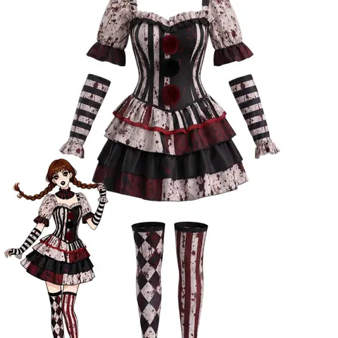 RETRO STAGE Women's 1960s Halloween Blood Print Tiered Ruffled Clown Set - Short Dress, Costume Ideas