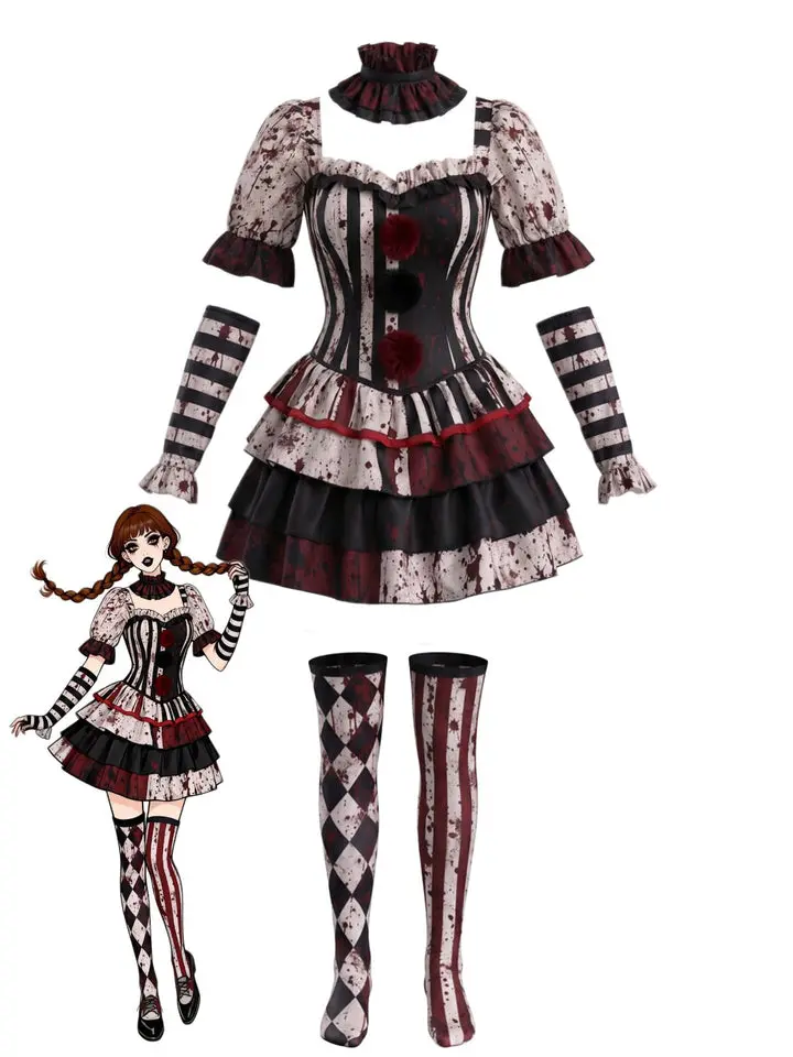 RETRO STAGE Women's 1960s Polyester Tiered Ruffled Clown Short Dress - Women's Halloween Special Clothing, Cosplay Costume Ideas
