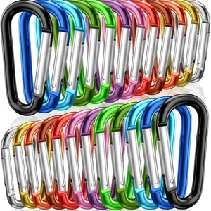 30-Piece Set Colorful Aluminum D-Ring Keychains Spring Clips Hooks Hook Carabiner Outdoor Camping Daily Use Tools, Versatile Accessory Kit