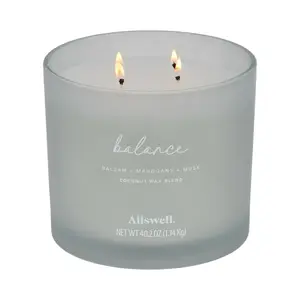 Allswell Balance Scented 4-Wick Spa Jar Candle 40.2oz - Balsam Mahogany Musk - Frosted Glass Design - 56-Hour Burn Time - Coconut Wax Blend - Tranquil Ambiance