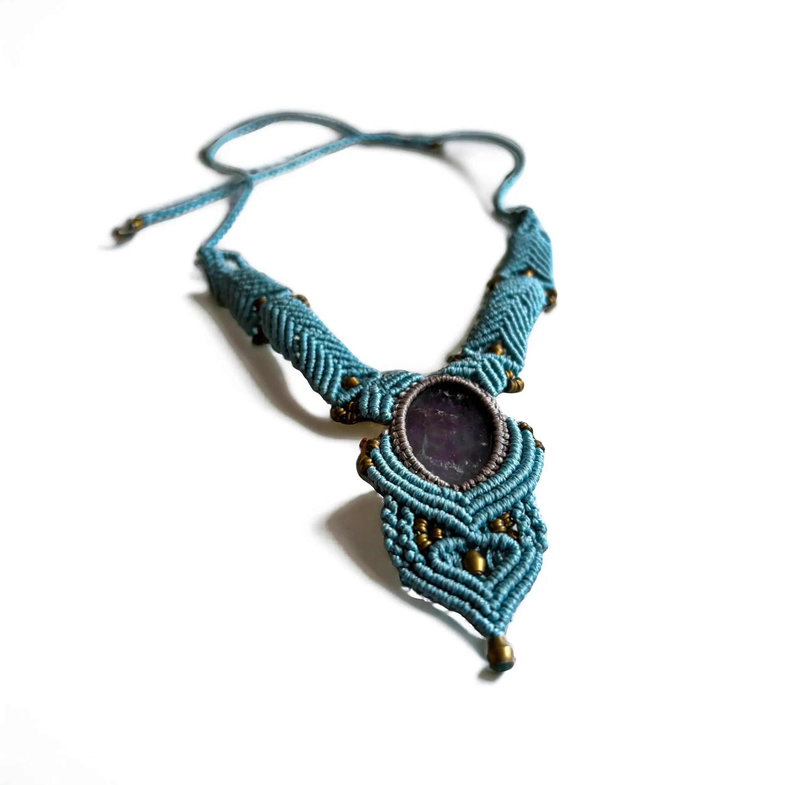 AYANA Amethyst Handmade Macramé Necklace for Calm & Intuition – Spiritual Crystal Jewelry for Anxiety Relief, Third Eye Chakra & Pisces or Aquarius Energy