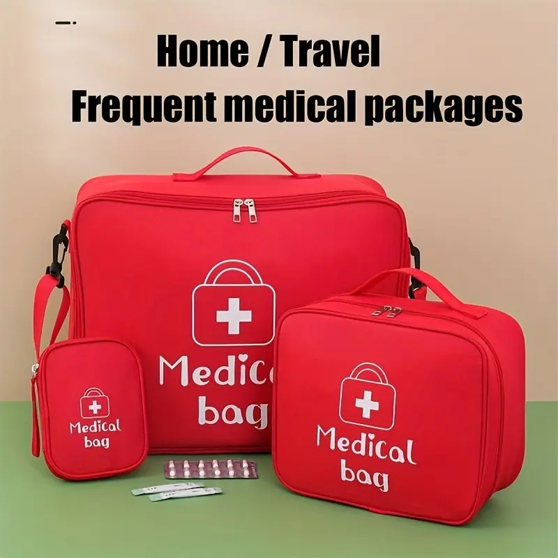 Large Capacity Medical Bag, Portable Student First Aid Kit, Outdoor Medicine Storage Box, Home Travel Essential Medication Bag, Safety Emergency Kit