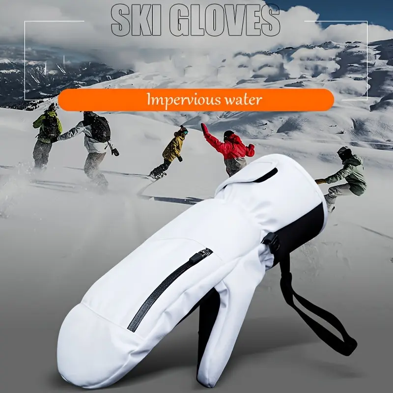 Touchscreen Compatible Winter Ski & Snowboard Gloves - Warm, Thickened Snowmobile Gloves for Men and Women in Black, White, Grey - Polyester Material, Black for the Snow, Winter Sports Gloves