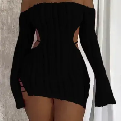 Black Strappy Mesh Detail Cut Out Dress - TikTok Shop