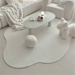 Cream wind cloud shape pure white carpet ins style living room carpet sofa coffee table floor mat fluffy and soft bedroom decoration bedside plush carpet home cloakroom lounge carpet French minimalist dresser carpet entrance door non-slip floor mat