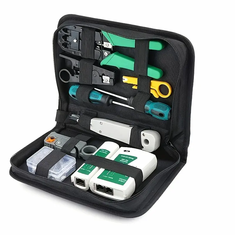 1 Set Network Tool Kit for Cat5 Cat5e Cat6, 11in 1 Portable Ethernet Cable Crimper Kit with Ethernet Crimping Tool, 8p8c 6p6c Connectors rj45 rj11 Cat5 Cat6 Cable Tester, 110 Punch Down Tool