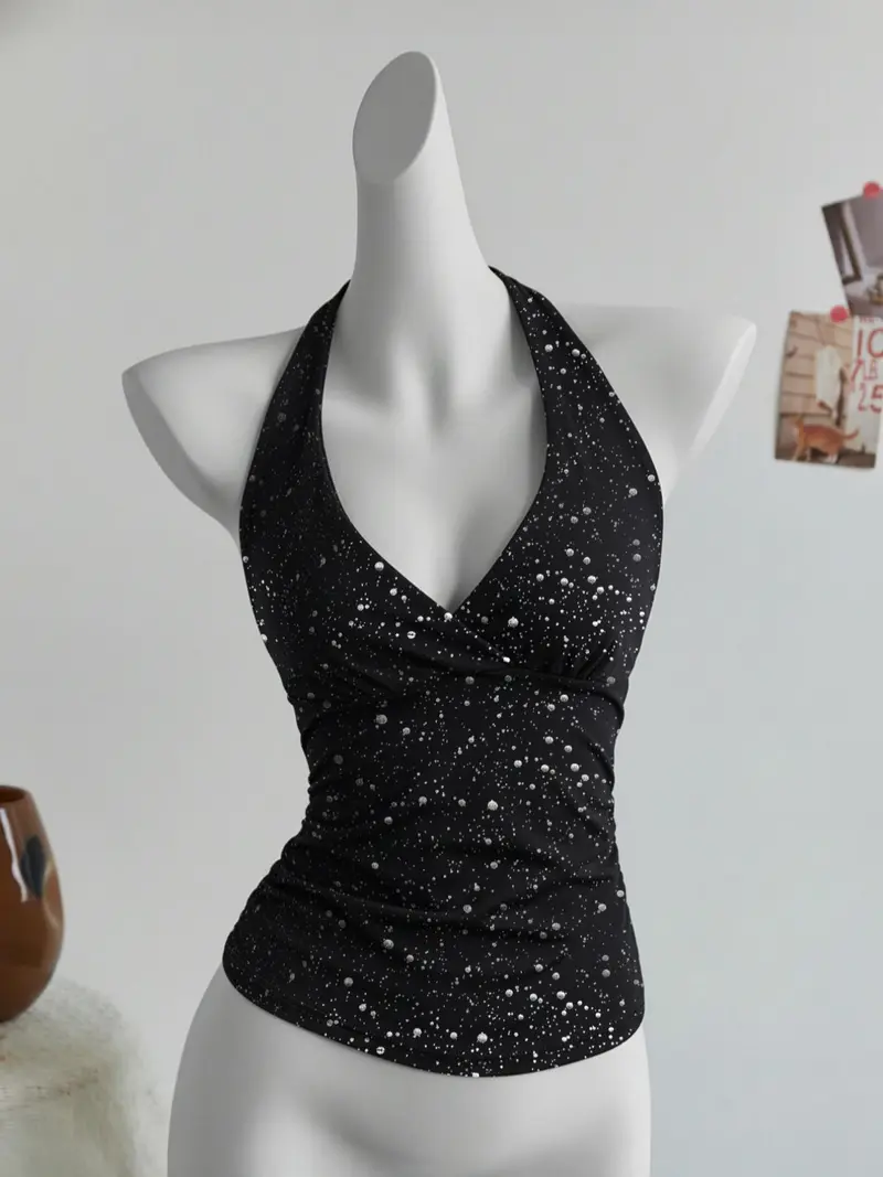black rhinetsone halter neck top - TikTok Shop black rhinetsone halter neck top - TikTok Shop
