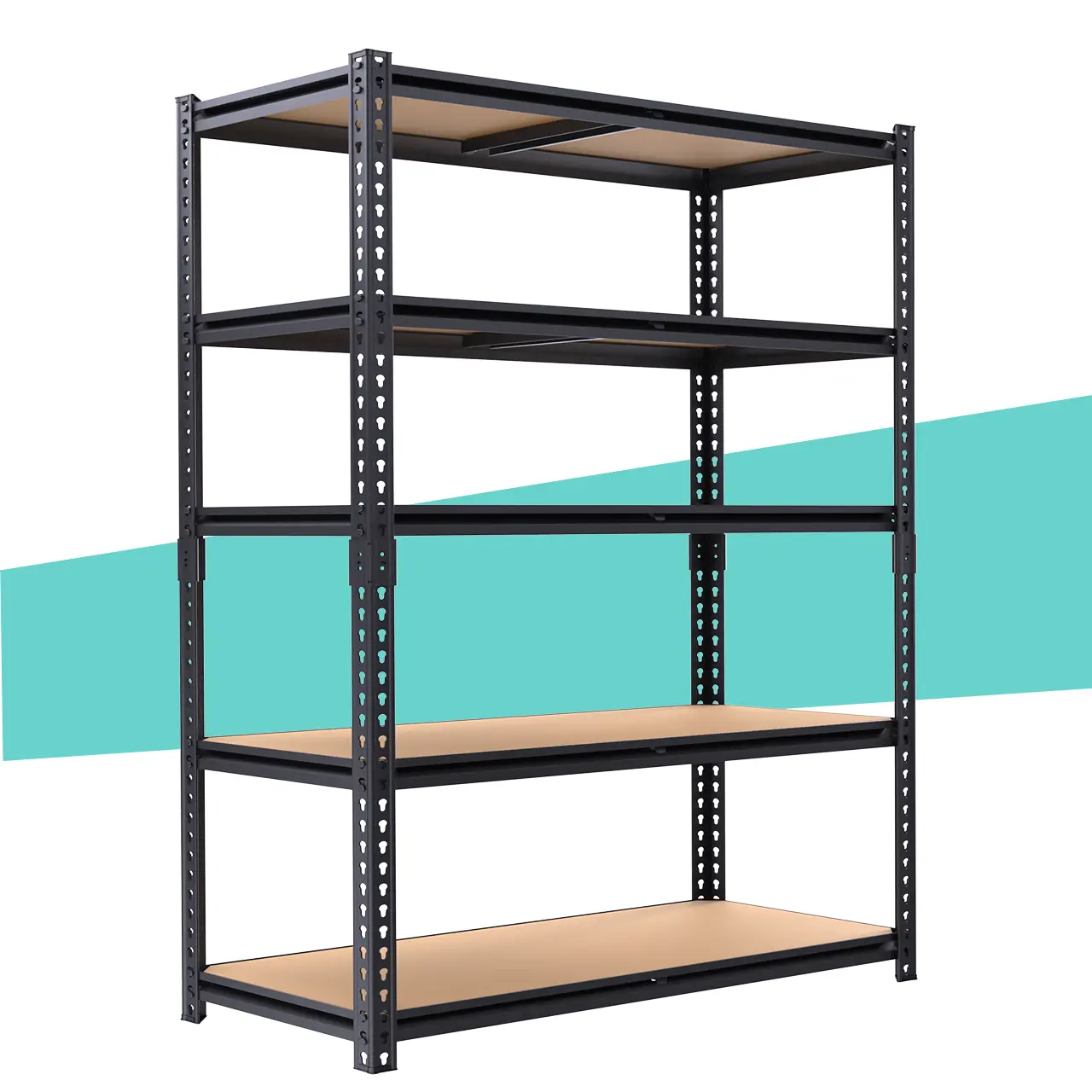 ZEUKMXOO Heavy-Duty 72" H Adjustable Height Metal Garage Shelving - 5-Tier Foldable Extendable Rolled Edge Utility Rack (25+ kg Capacity) with Stability for Garage, Basement, Storage Room; Adjustable Racks for Supermarket Organization