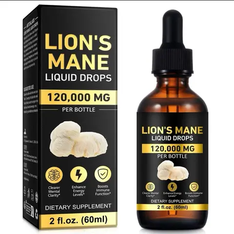 Lion's Mane Functional Mushroom Daily Liquid Vitamin Supplement - 60ml Dropper Bottle Tincture, Immune Support, Antioxidant, Brain Health, Memory Booster, Mental Clarity, Pure Wild Ingredients, Adults-Focused Daily Liquid Supplement