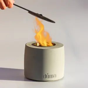 Duma Pit - Tabletop Fire Pit with 20+ Ideas Book & Snuffer, Concrete Portable Mini Fireplace, Outdoor Indoor Smores Maker, Rubbing Alcohol Table Top FirePit, Garden, Patio, Table Decor