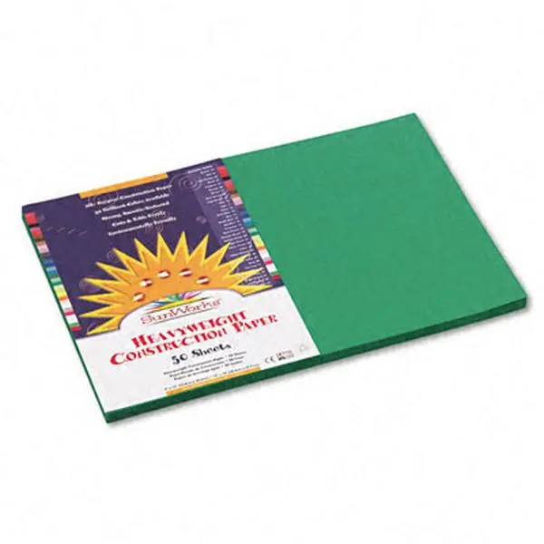 Pacon SunWorks Heavyweight Construction Paper, 12x18 Size, Holiday Green, 50 Sheets