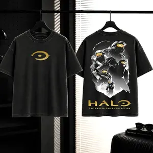 Halo The Master Chief Washed T-Shirt, Tank Top, Sweatshirt, Hoodie action rpg fps game boss movie game 2 sided washed printed Casual graphic tee lover game acid wash Y60