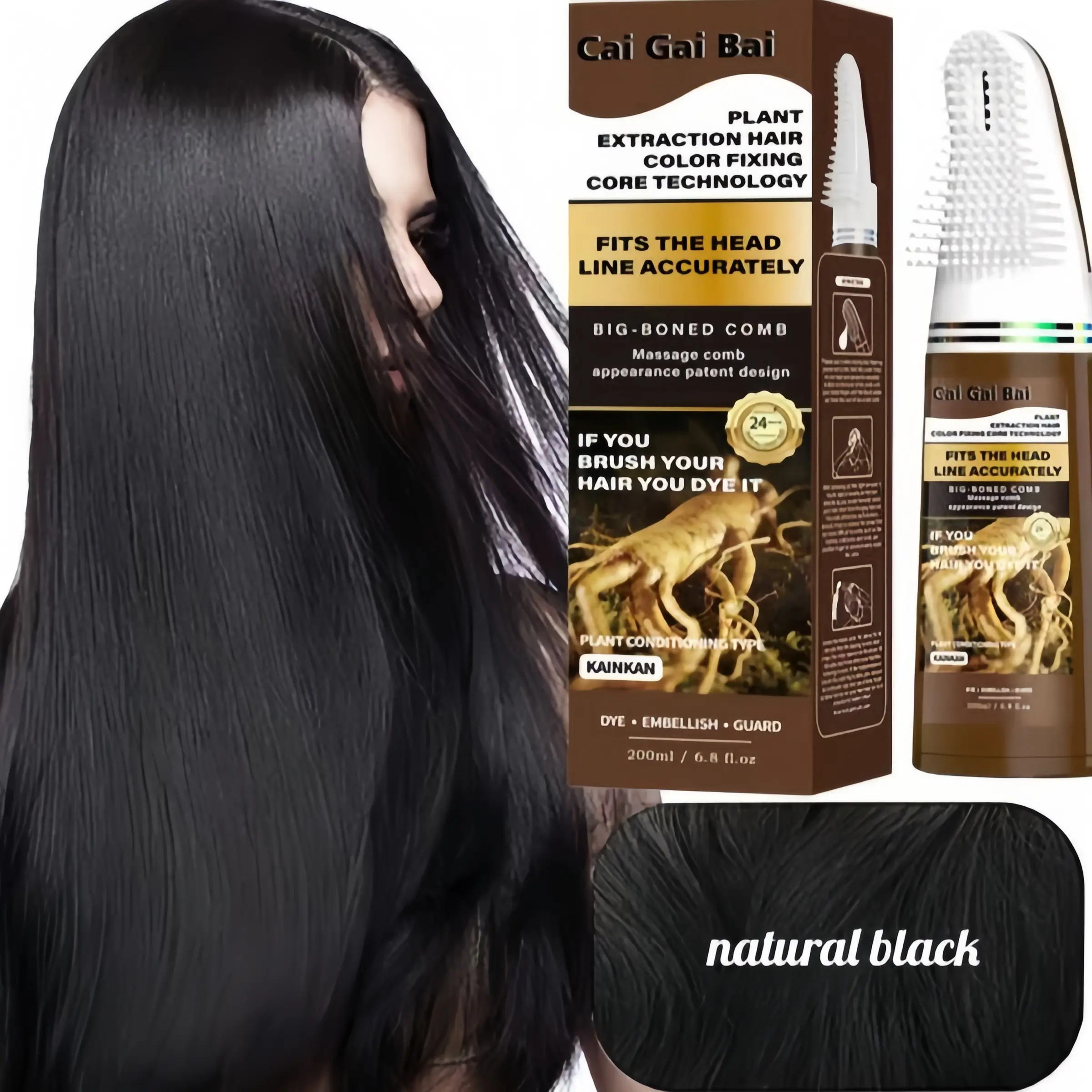 Hair Dye Home Use Dye Comb IntegratedConvenient Hair Dye Cream Long-lasting Color NoColor Fading Plant Essence No Damage to HairAsh Brown Ash Blonde Highlights Mild Haircare Natural Black,  Highlights, Gentle Hair Care