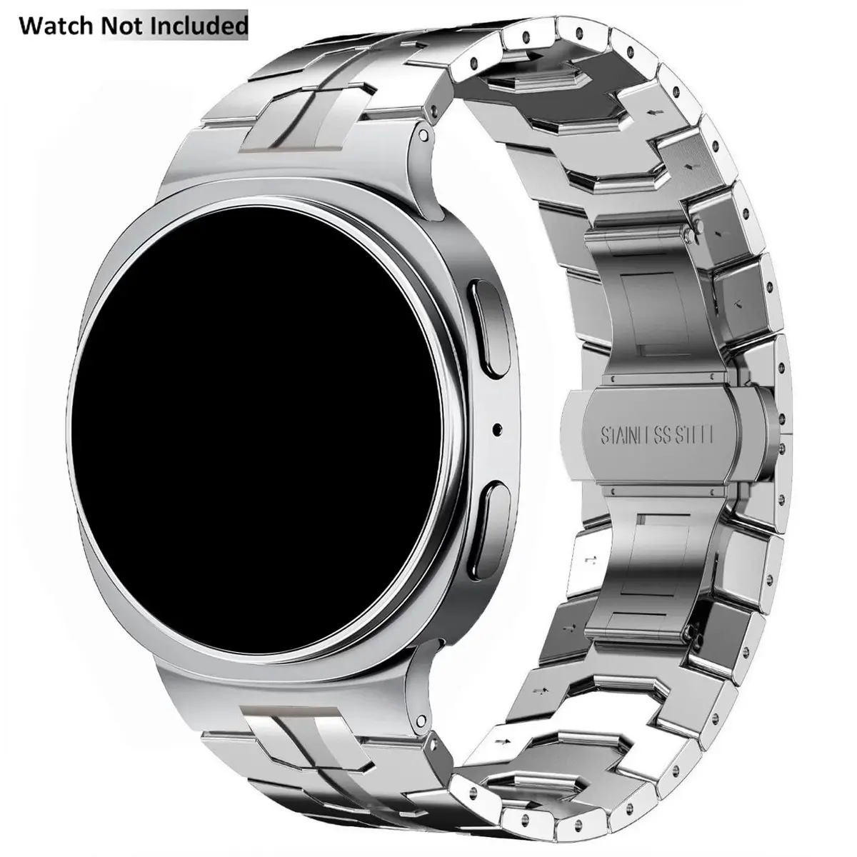 Stainless Steel Band for Galaxy Watch 9 8 40mm 44mm Watch 8 Classic 46mm Watch Ultra 47mm Men Armor Rugged Metal Band Classy Casual Business Samsung Galaxy Watch8/ Galaxy Watch Ultra Bands Butterfly Folding Clasp