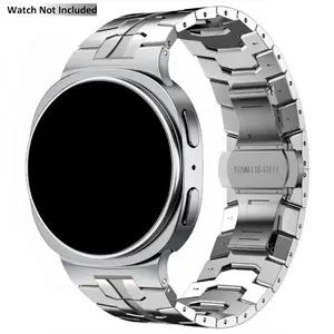 Stainless Steel Band for Galaxy Watch 8 40mm 44mm Watch 8 Classic 46mm Watch Ultra 47mm Men Armor Rugged Metal Band Classy Casual Business Samsung Galaxy Watch8/ Galaxy Watch Ultra Bands Butterfly Folding Clasp