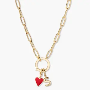 Cameron Mini Heart Initial Necklace in Gold