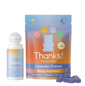 Thanks! Naturals Lavender Dream Sleep Duo - Soothing Lavender Massage Oil Roll-on and Lavender Dream Sleep Gummies