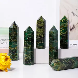 Natural Crystal Emerald Column Ornament, 1 Count Healing Crystal Quartz Tower, Healing Energy Meditation Stone, Feng Shui Ornaments for Home Decor, Gemstones and Crystals