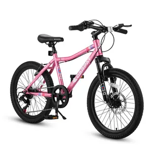 Pink/Green/White/Blue 20 Inch Kids Bike, Boys Girls Mountain Bike Ages 8-12, 7 Speed Teenager Children Kids' Bicycles, Front Suspension Disc U Brake, 14 Inch Height Steel Frame