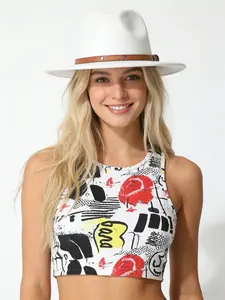 Wide Brim Wool Western Cowboy Hat, Retro American Music Festival Daily Cap, Simple Wool Western Cowboy Hat