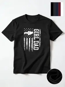 "Girl Dad" Father-Daughter Men's Crew Neck Tee - Warm Graphic Slogan Casual Street Style Top