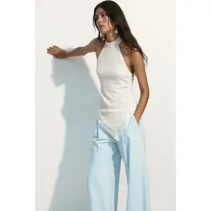 H&M Lace-trimmed halterneck top