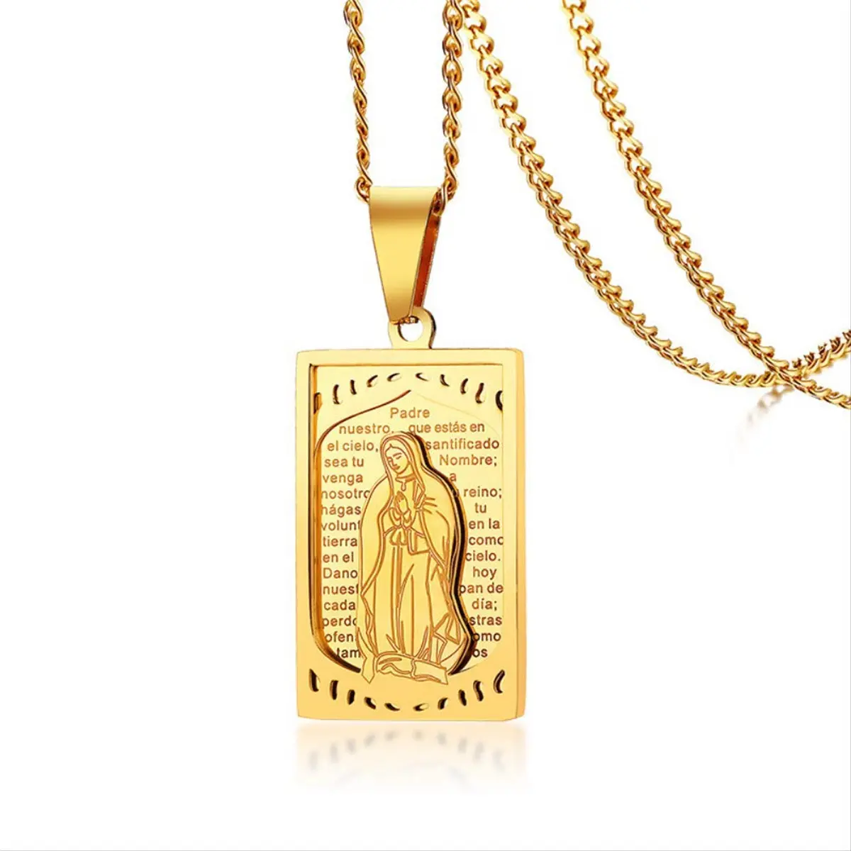 Order of the Virgin Mary men's stainless steel Spanish square pendant