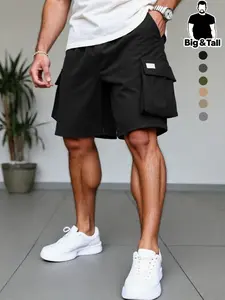 Men's Plus Size Workwear Shorts, Classic Fashion, Multi-Pocket Design, Drawstring, Casual Summer Series, Comfortable and Stylish