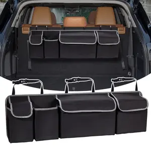 Car Trunk Organizer, Suv Foldable Rear Seat Luggage Organizer, Durable Universal Car Accessories Holder, 4 Compartments Storage Solution