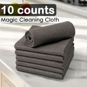 10 Counts Thickened Magic Cleaning Cloth, Microfiber Streak Free Cloth, Reuseable Magic Fiber Towels Rags, Cleaning cloths with multipurpose use, miracle cloths for glass, kitchen and vehicle windows, Super Absorbent Reusable