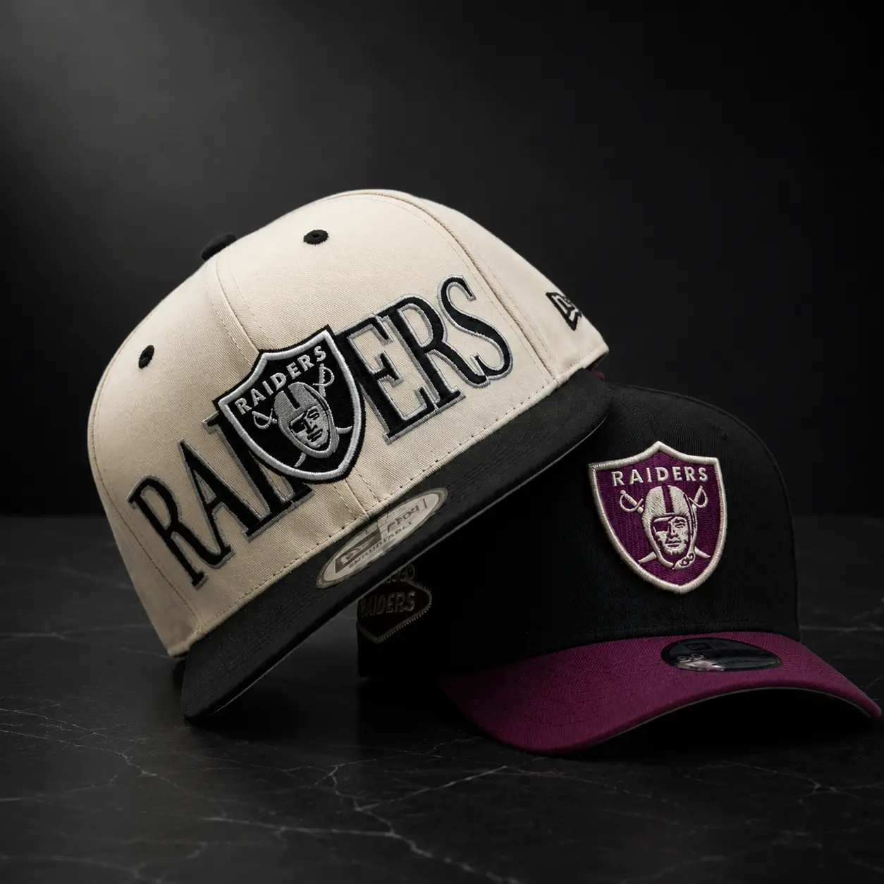 New era Las Vegas Raiders Style Snapback Hat | Premium Structured High Crown Cap | Contrast Underbrim Streetwear new