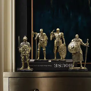 Nordic Victory Knight Creative Resin Crafts Office Study High-end Decoration Retro Armor Knight Figurine Sculpture Desk Decor