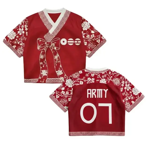 Custom Kpop World Tour Jersey, Personalized Hanbok Style Mesh Crop Top, Kpop Fan Merch, Concert Outfit 2026 Gift