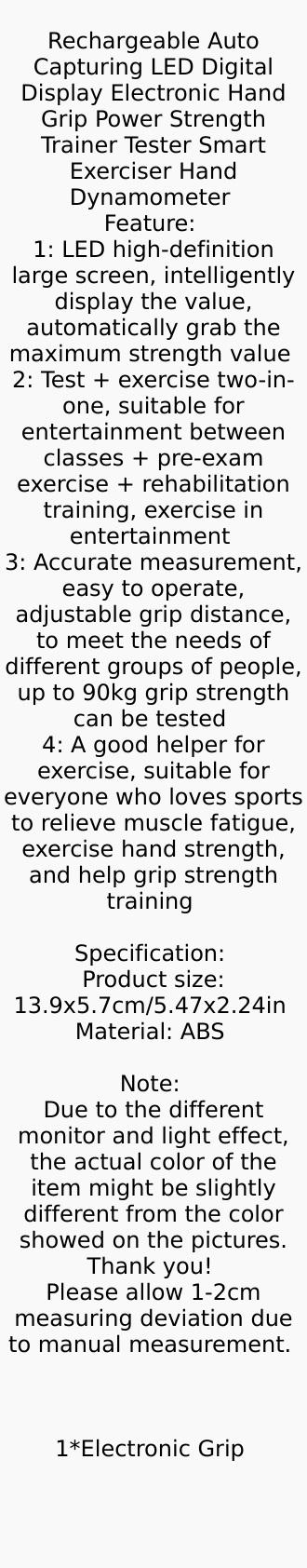 Electronic Grip Strength Trainer LED Digital Display Hand Dynamometer Grip Strength Tester Measurement Meter Hand Grip Exerciser NONE