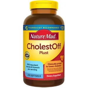 Nature Mad CholestOff Plus 210 Softgels 52 Days Supply USP Verified Gluten Free, Plant Sterols & Stanols for Adults 900mg per Serving