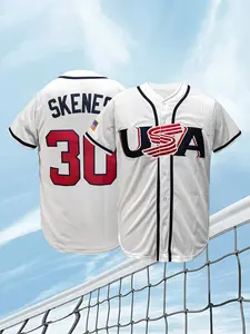 #30 Navy USA Embroidered Baseball Jersey | Men's Stitched Athletic Fan Shirt | Moisture-Wicking Mesh Short Sleeve Sports Top for Baseball Enthusiasts