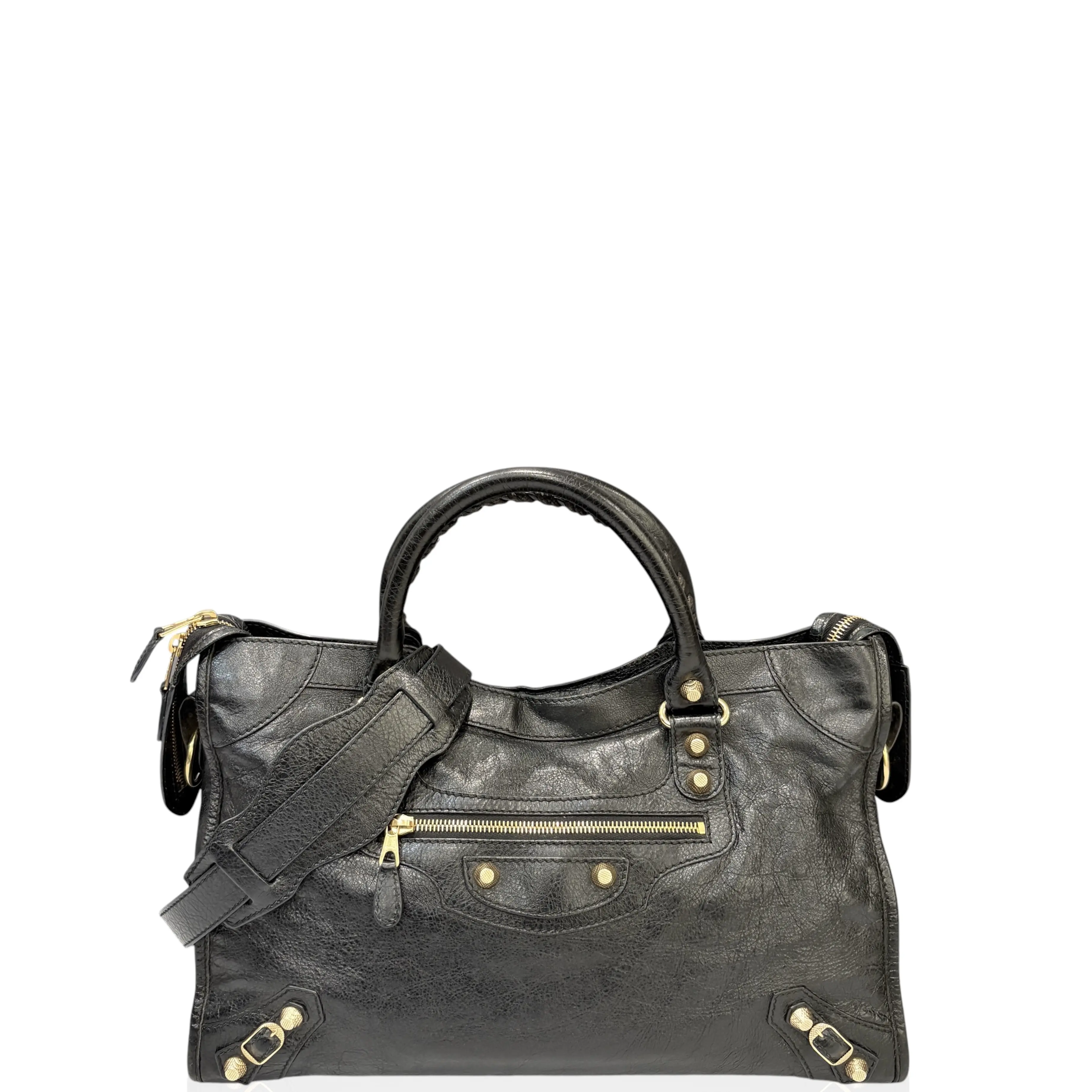 Pre-owned Balenciaga Leather tote bags Medium City Calfskin Black (fu061526a0)