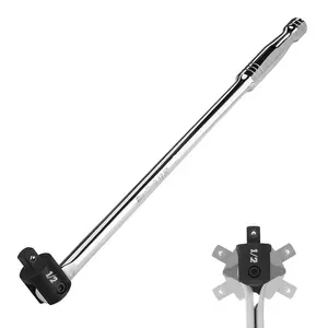 #fathersdaygift DURATECH Breaker Bar, 1/2'' Drive 17.5-Inch Breaker Bars Heavy Duty, with 240° Flex Head, Spring-loaded Detent Ball, Premium Chrome Alloy Made