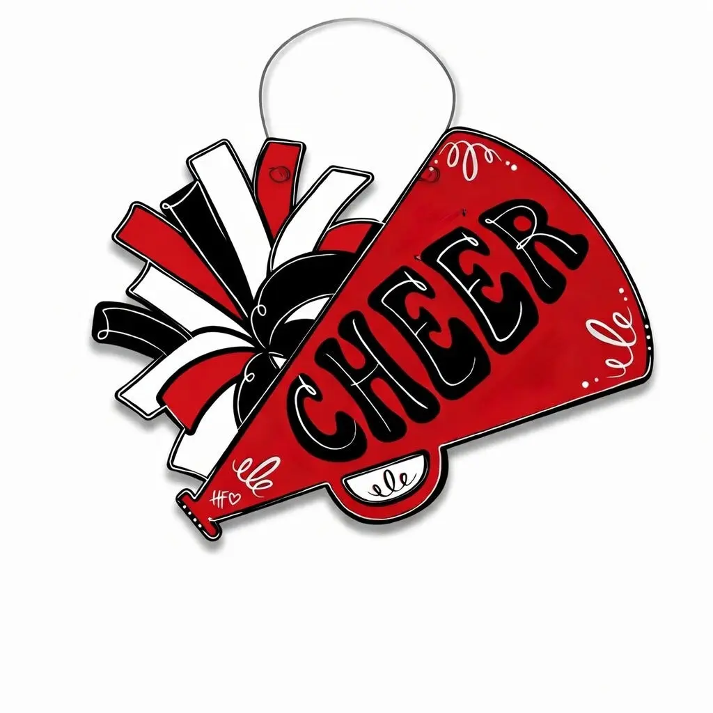 (RED/BLACK/WHITE) Cheer Megaphone Cheerleading Door Hanger (RED)