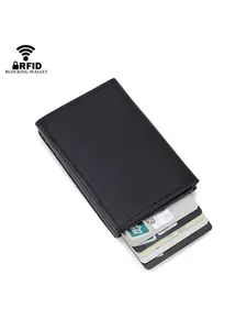 Purse Carbon Fiber Pattern Men Business Slim Thin Smart Magnetic Closure Wallet Credit Cardholder Case Note Holder Magnet Rfid Blocking Card Holder Wallets Men Thin Slim Leather Coin Purse Small Male Black Walet Mini Wallets for Men