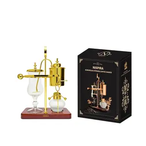 Nispira Vintage Belgian Belgium Luxury Royal Family Balance Syphon Siphon Coffee Maker Gold Color