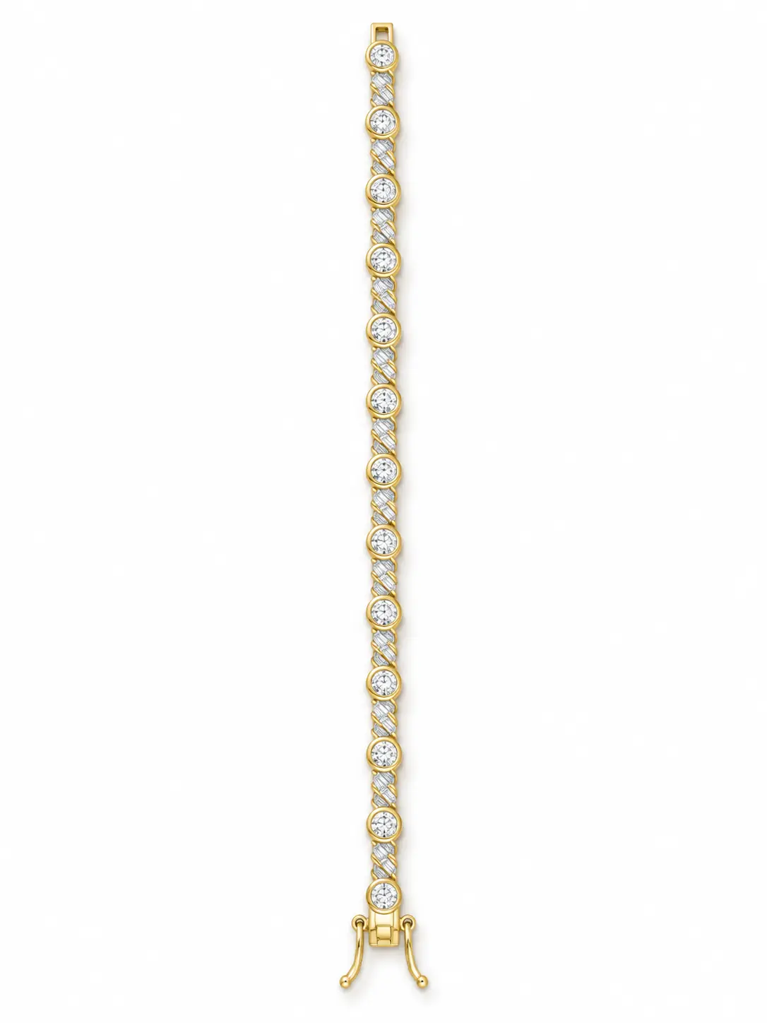 Simulated Diamonds Cluster Tennis Bracelet - Yellow gold - 131
