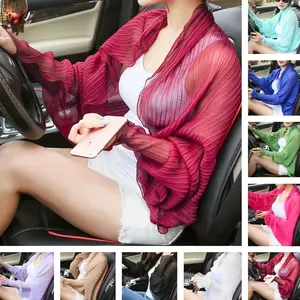 Women's Sun Protection Shawl Wrap, Chiffon Scarf with Arm Sleeves, Driving Beach Outdoor Cape