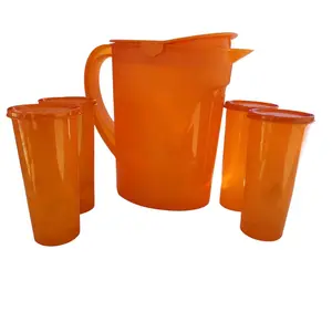 Orange 1 Gallon Pitcher 3.7L with Easy-Press Cover, Spill-Proof Design, Carry Handle & Ergonomic Handle for Versatile Pouring