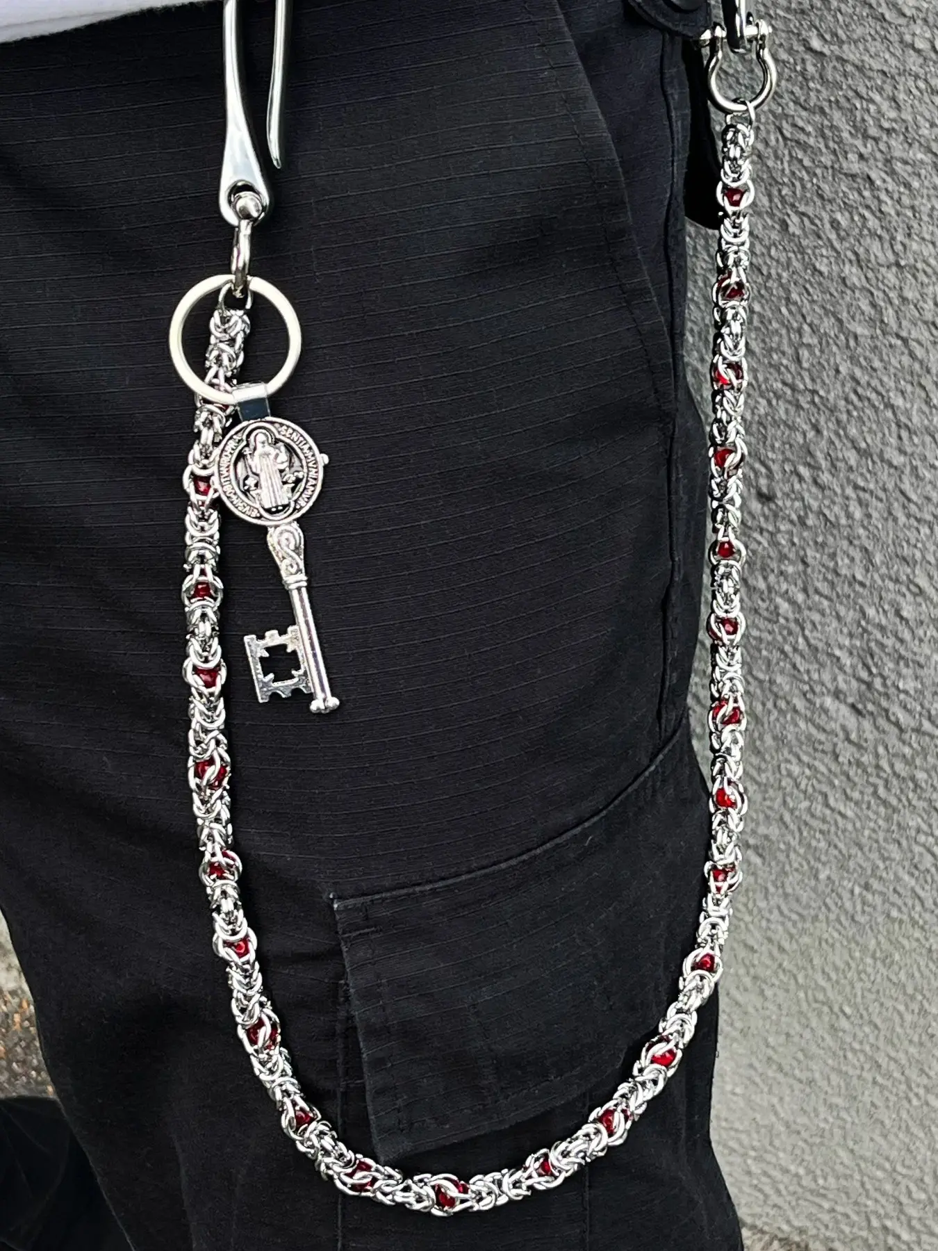 1pc Keel Bead Series Metal Pants Chain, Waist Chain, Keychain, Bling Chain – Retro Hip-Hop, Punk, Rock Street Waist Styling Accessory, Body Chain, Chains for Pants