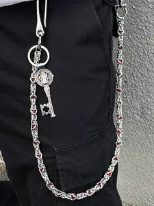 1pc Keel Bead Series Metal Pants Chain, Waist Chain, Keychain, Bling Chain – Retro Hip-Hop, Punk, Rock Street Waist Styling Accessory, Body Chain