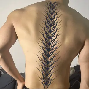 Spine Theme Waterproof Temporary Tattoo Sticker - Non-Reflective, Durable Fake Tattoo for Arms/Back, Lasts 10-12 Days, Suitable for Men & Women, Packaged in Waterproof Paper Bag